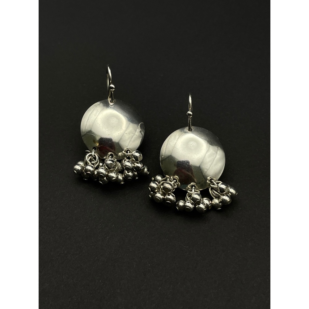Silpada W0886 Sterling Silver Cha Cha Earrings Beaded Dangle Minimalist Discs